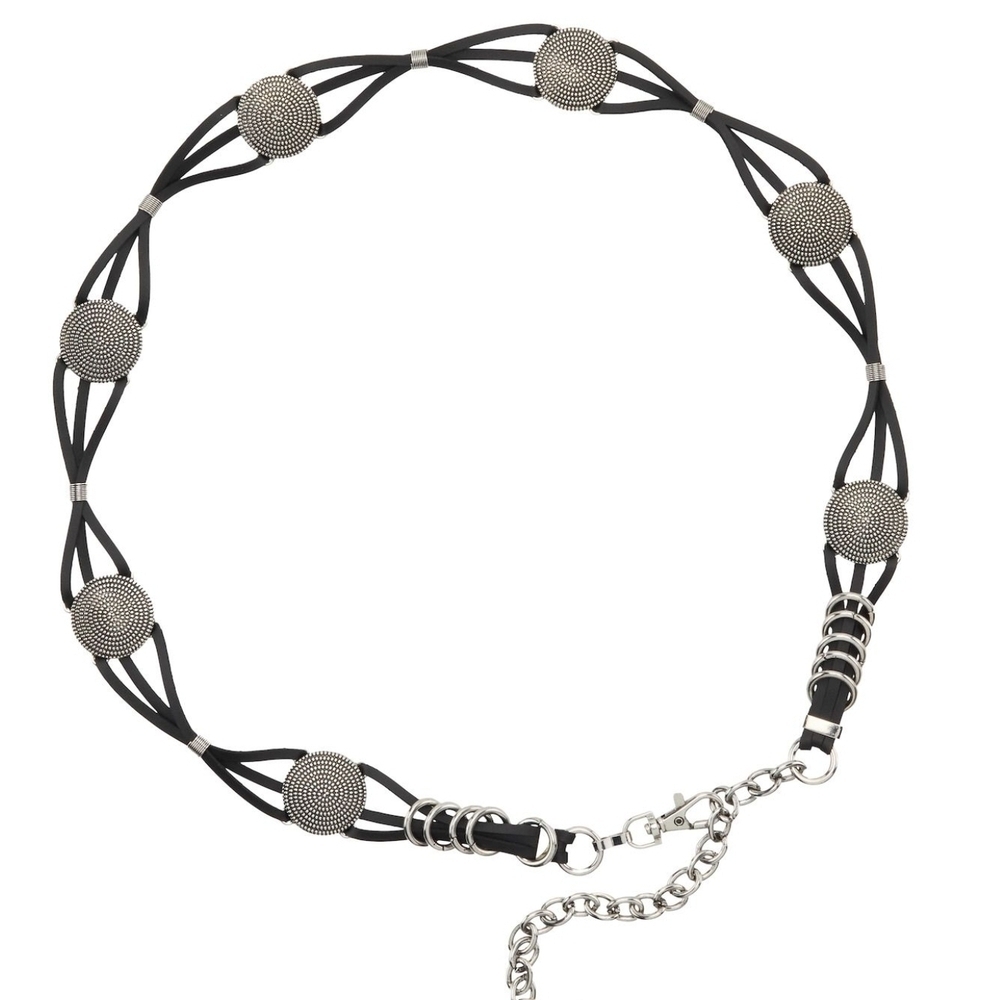 Nine West's Braided Chain Black and Silver Women's Belt